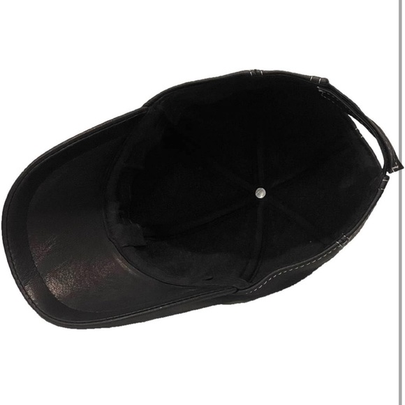 Genuine Leather Unisex Baseball Cap - Adjustable Dad Hat (Black) - Picture 5 of 5